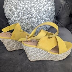 JustFab Yellow Wedge Sandals